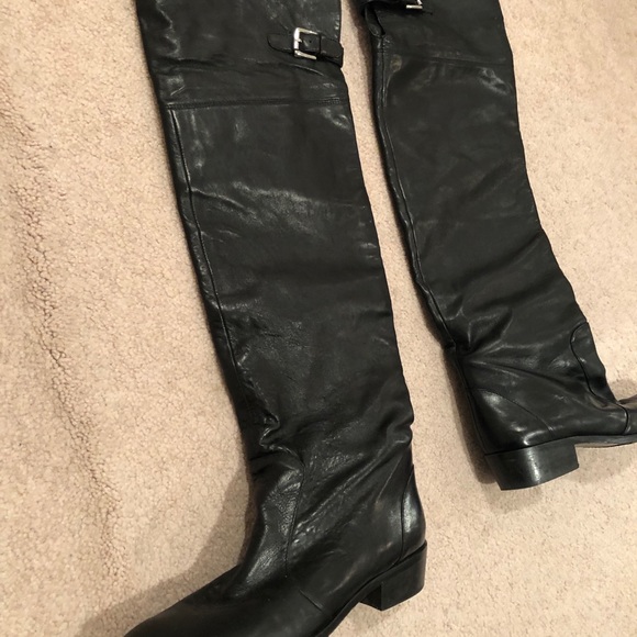 Above the knee black leather boots - Picture 2 of 9